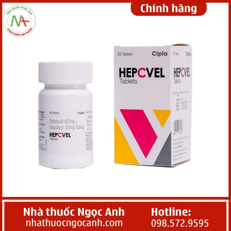 Hình ảnh của hộp và lọ thuốc Hepcvel