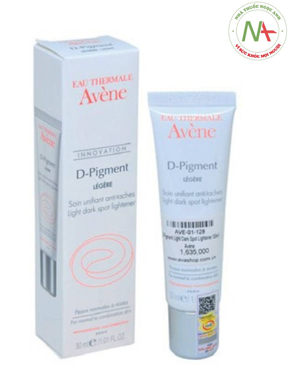 Avène D-pigment chứa bộ 3: retinaldehyde 0.05% + melanyde (bản chất là P-resorcinol) + pre-tocopheryl dùng điều trị các đốm nâu trên da và tình trạng lão hóa da.