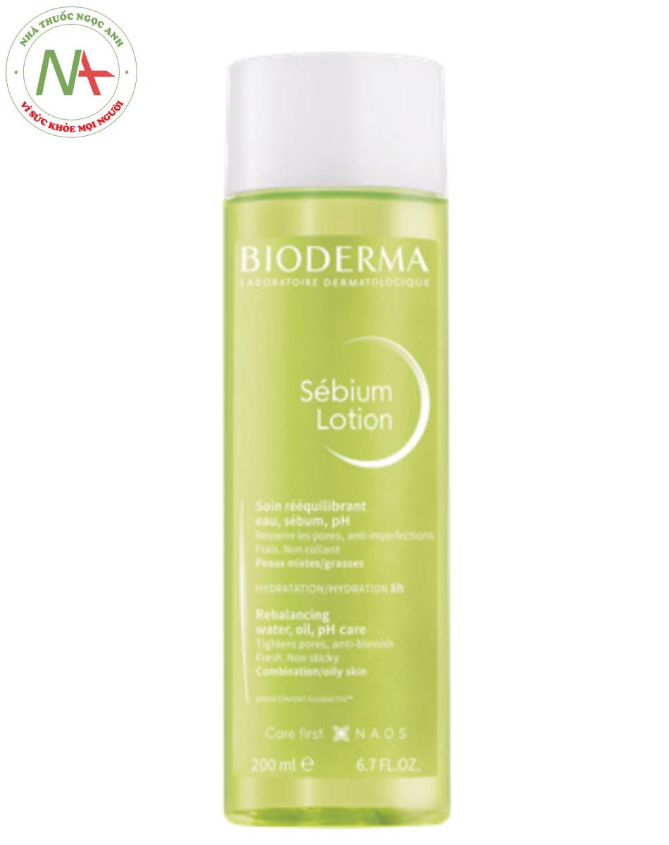 Bioderma sebium lotion gồm các chất dưỡng ẩm + Fluidactiv giúp hấp thụ, kiểm soát bã nhờn, thu gọn lỗ chân lông + salicylic acid. Sản phẩm này không chứa cồn.