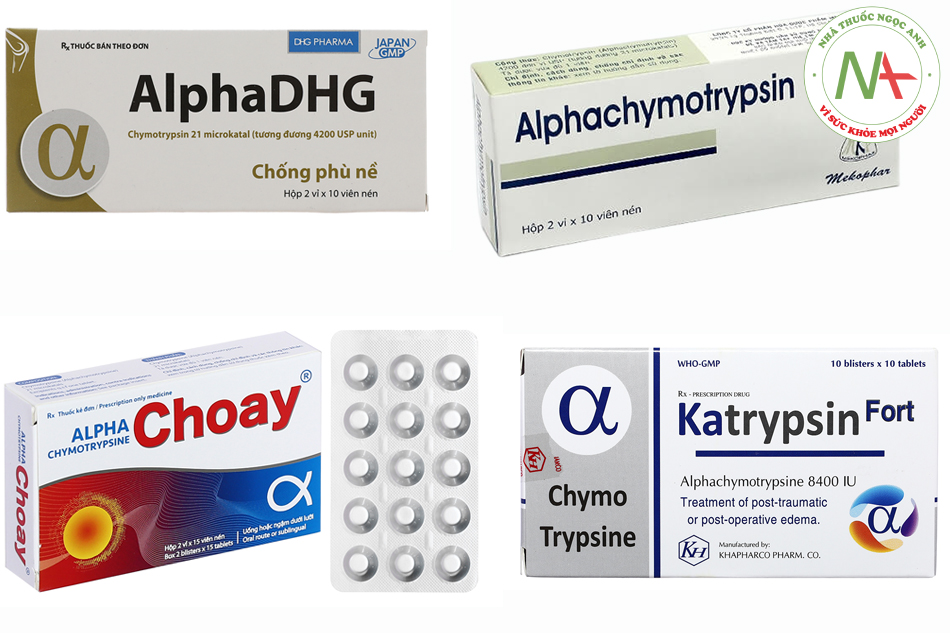 Một số thuốc tan máu bầm chứa Alphachymotrypsin