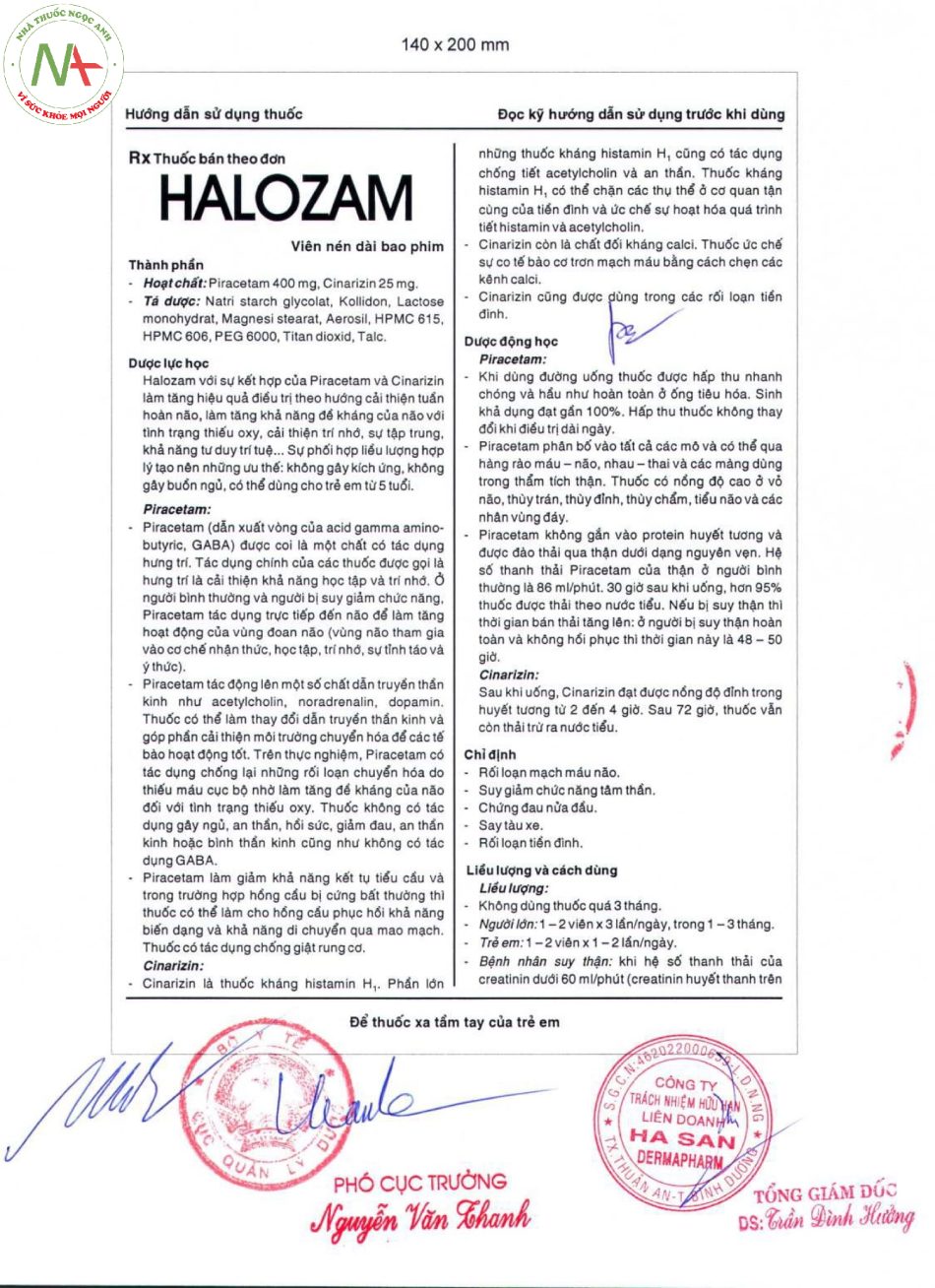 Hướng dẫn sử dụng thuốc Halozam 400mg/25mg