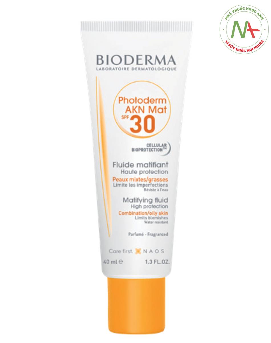Chống nắng Photoderm AKN mat SPF 30 của Bioderma thiết kế dành riêng da dầu mụn: dạng lotion, có các chất kiểm soát bã nhờn. SPF 30 cũng phù hợp với tiêu chí da dầu mụn.