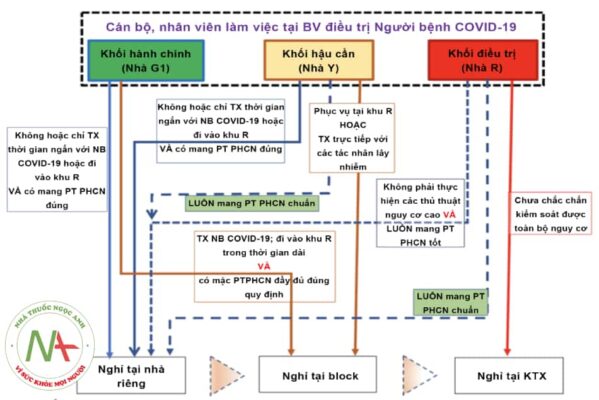 Hình 23.1. Ví dụ về cách phân luồng tại BV điều trị NB COVID-19 – Bệnh viện đại học Y Hà Nội