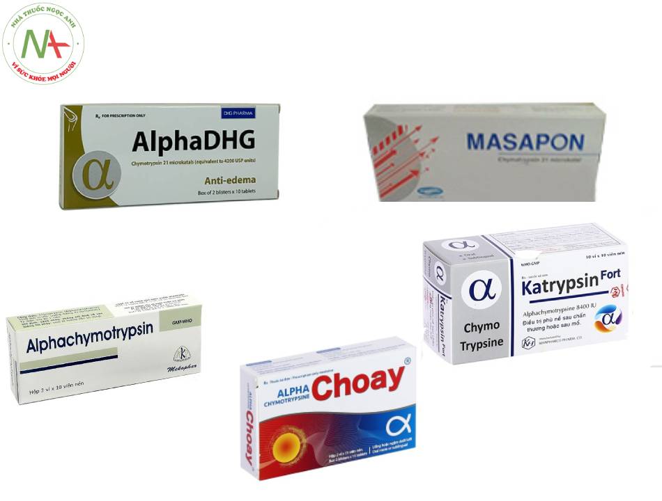 Một số thuốc tan máu bầm chứa Alphachymotrypsin