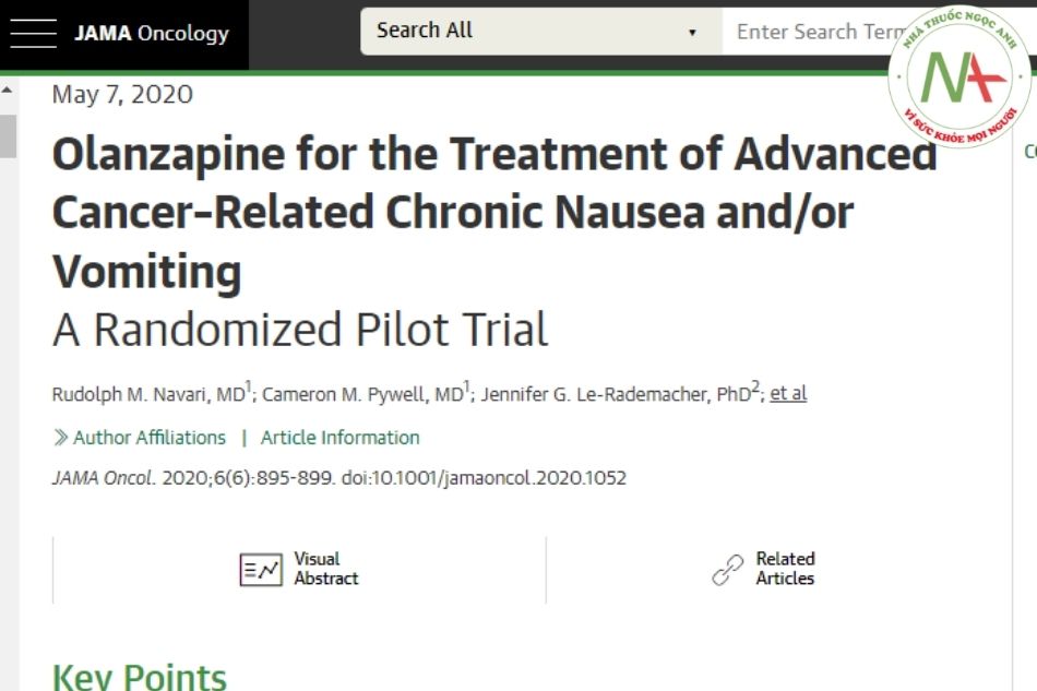 Olanzapine for the Treatment of Advanced Cancer-Related Chronic Nausea and/or Vomiting: A Randomized Pilot Trial