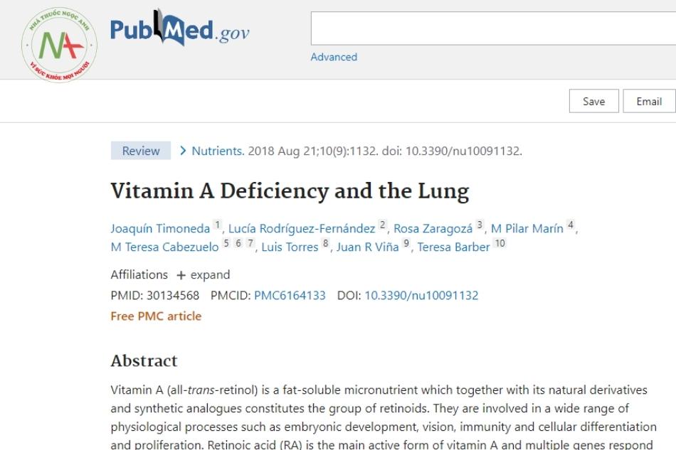 Vitamin A deficiency and the lung
