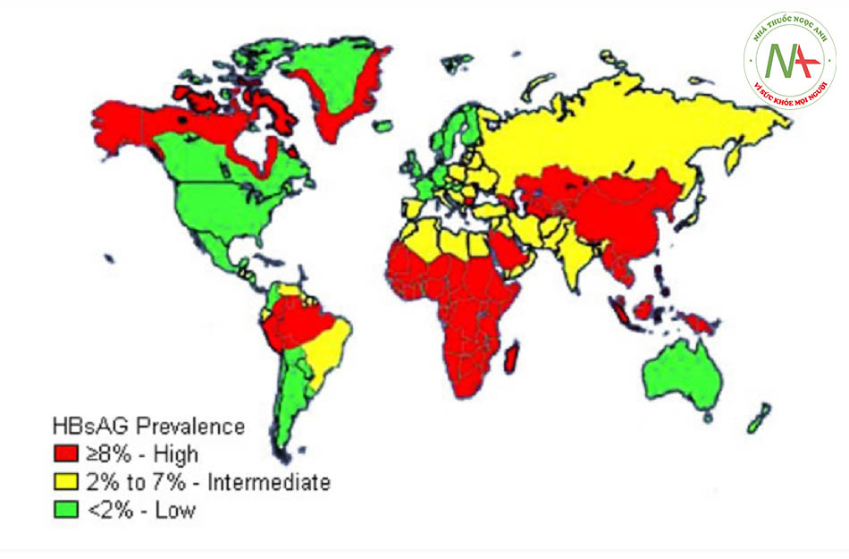 Hình 1: Phân bố địa lý của nhiễm HBV mạn tính 