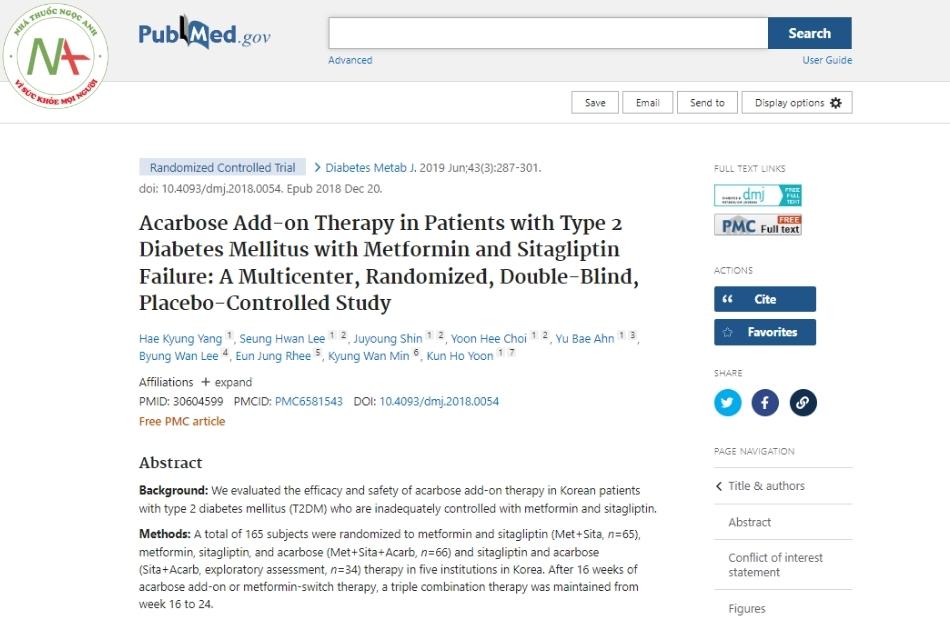 Acarbose Add-on Therapy in Patients with Type 2 Diabetes Mellitus with Metformin and Sitagliptin Failure: A Multicenter, Randomized, Double-Blind, Placebo-Controlled Study