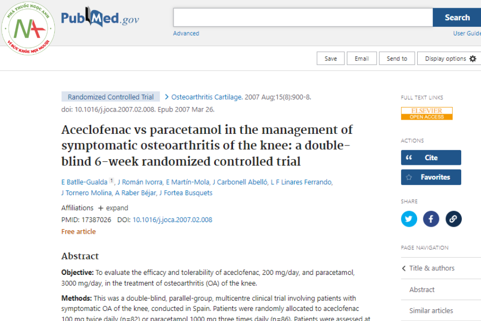 Aceclofenac vs paracetamol in the management of symptomatic osteoarthritis of the knee: a double-blind 6-week randomized controlled trial