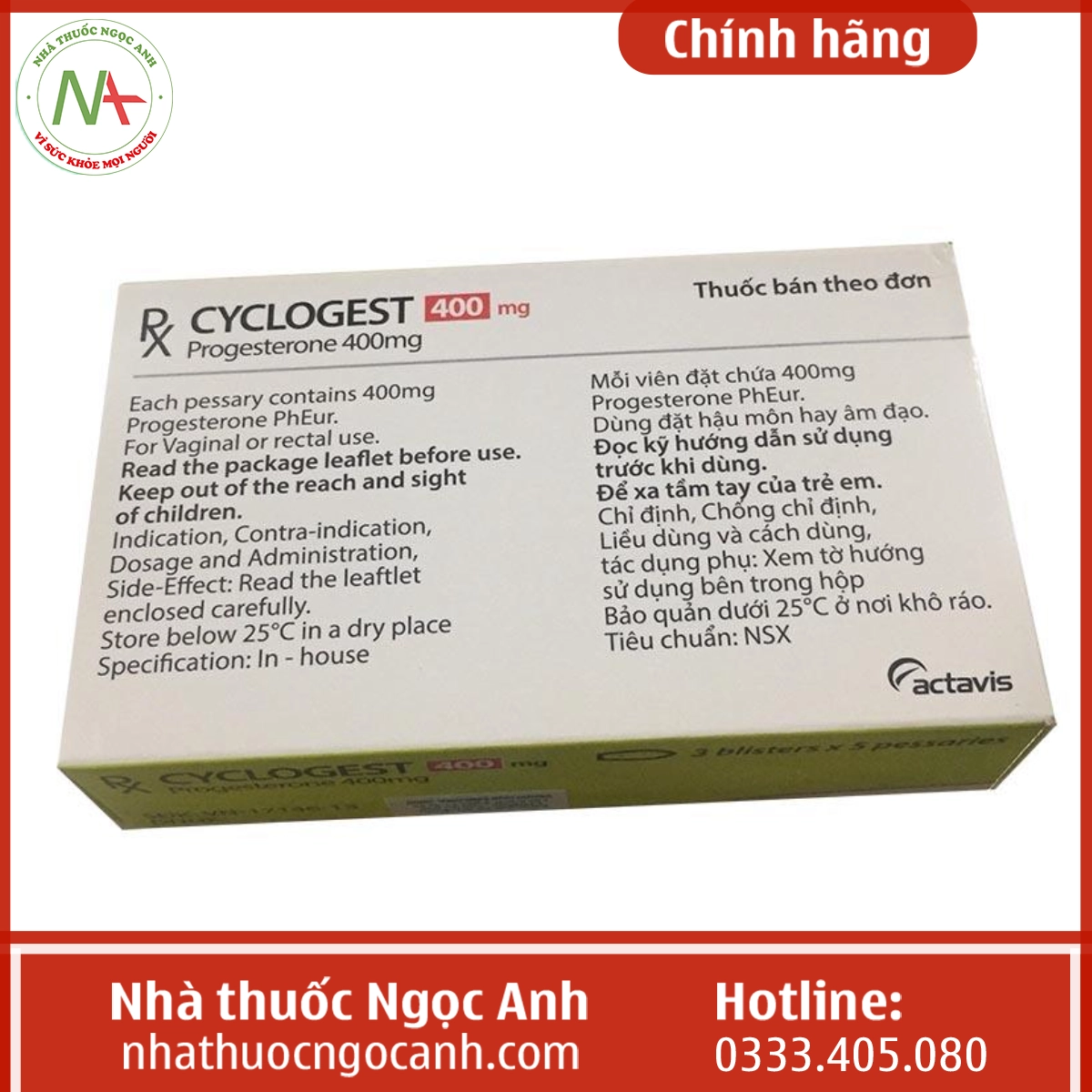 Hộp thuốc Cyclogest 400mg