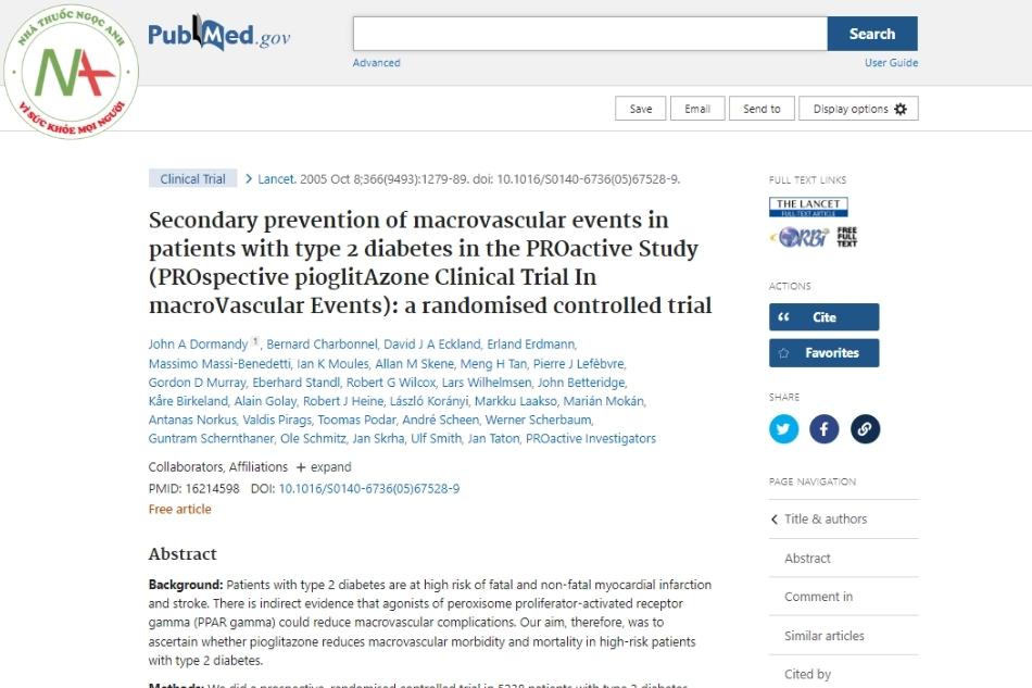 Secondary prevention of macrovascular events in patients with type 2 diabetes in the PROactive Study (PROspective pioglitAzone Clinical Trial In macroVascular Events): a randomised controlled trial