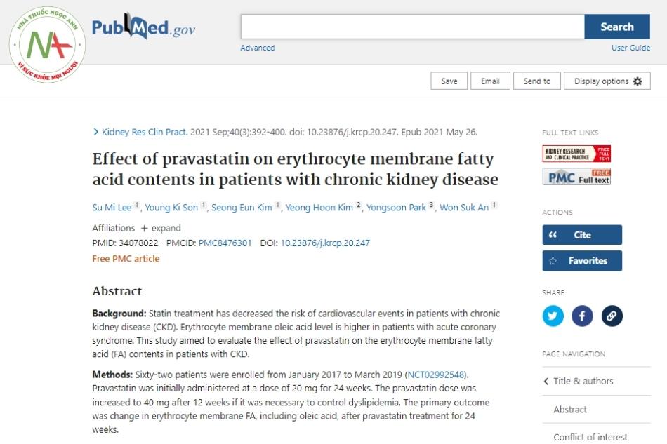 Effect of pravastatin on erythrocyte membrane fatty acid contents in patients with chronic kidney disease