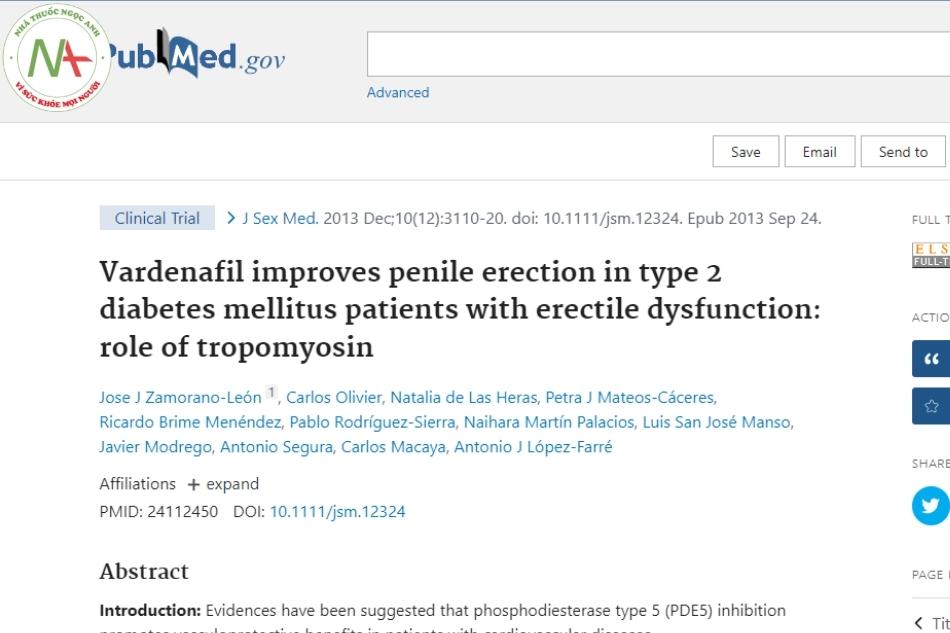 Vardenafil improves penile erection in type 2 diabetes mellitus patients with erectile dysfunction role of tropomyosin