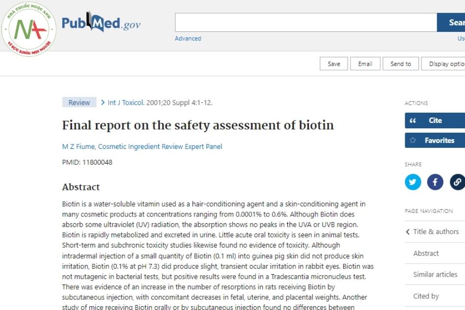 Final report on the safety assessment of biotin