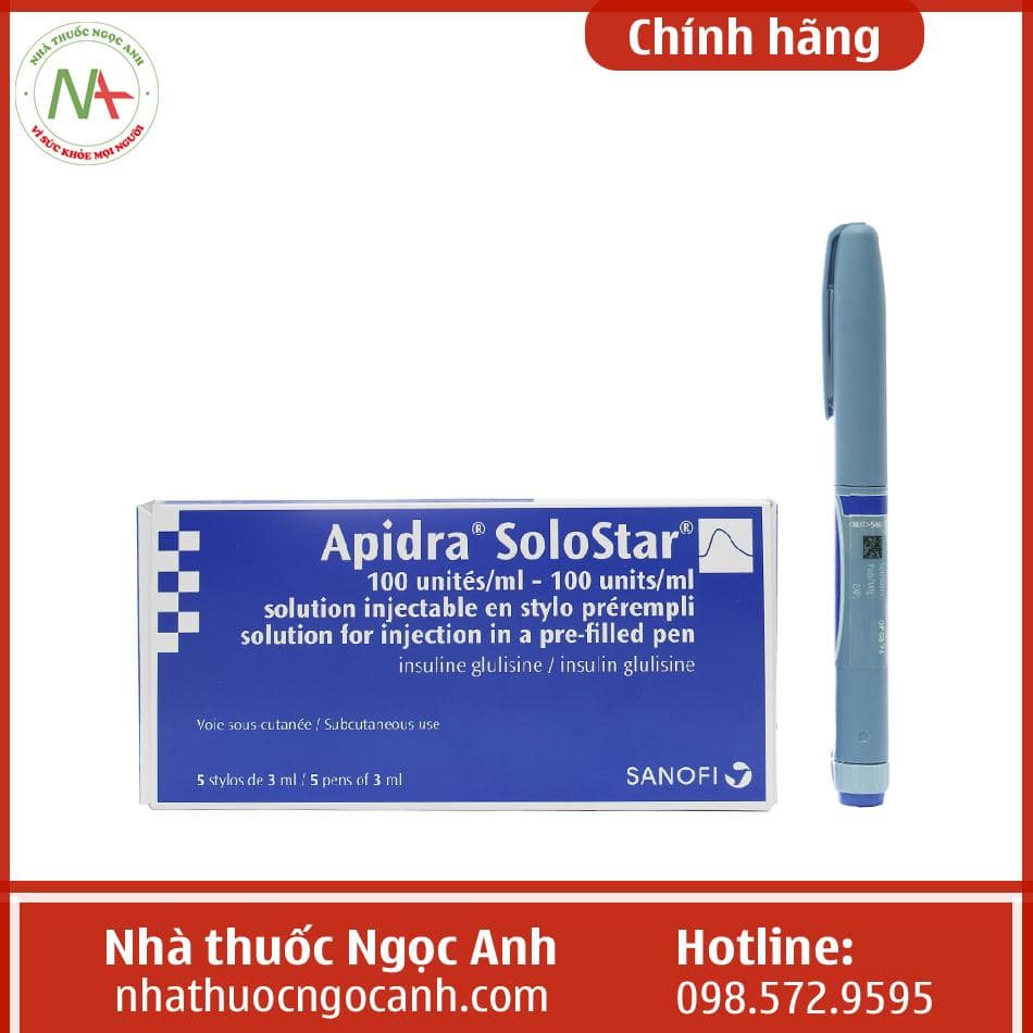 Apidra Solostar 100U/ml hộp 5 cây bút tiêm Insulin trị tiểu đường