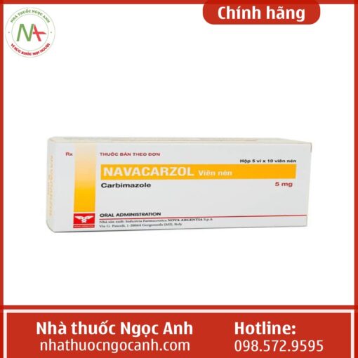 Mặt trước hộp thuốc Navacarzol 5mg