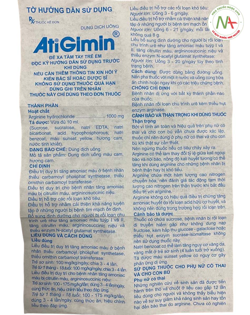 Hướng dẫn sử dụng thuốc Atigimin 1000mg