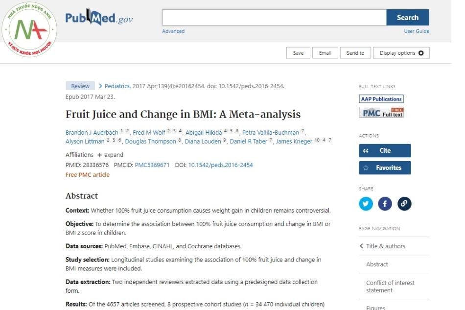 Fruit juice and change in BMI: a meta-analysis