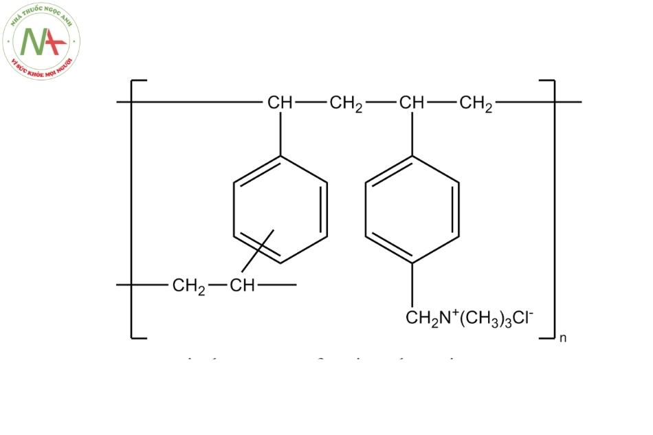 Cấu trúc hóa học của một monomer của cholestyramine.