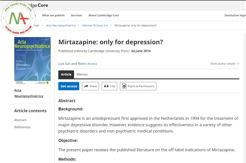 Mirtazapine: only for depression?