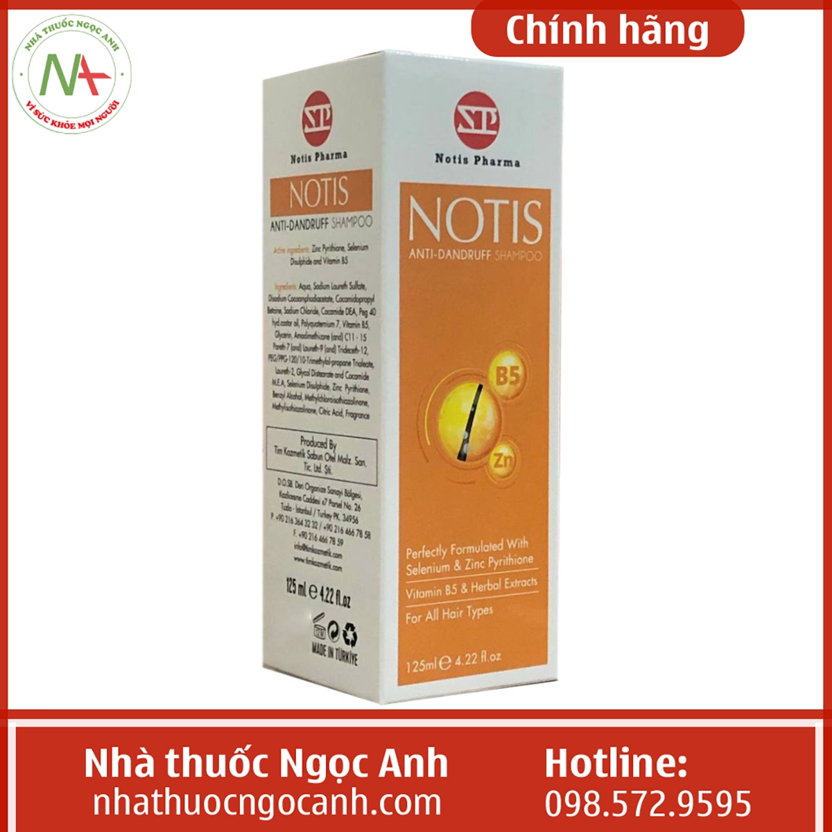 Hộp Notis Anti-Dandruff Shampoo 125ml