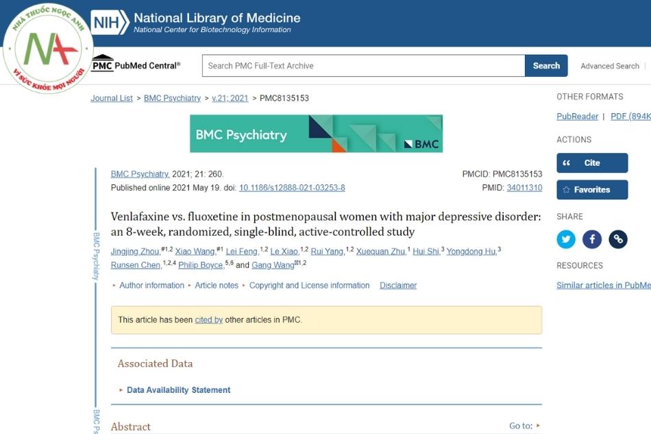 Venlafaxine vs. fluoxetine in postmenopausal women with major depressive disorder: an 8-week, randomized, single-blind, active-controlled study.