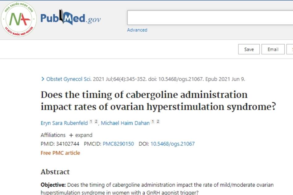 Does the timing of cabergoline administration impact rates of ovarian hyperstimulation syndrome?