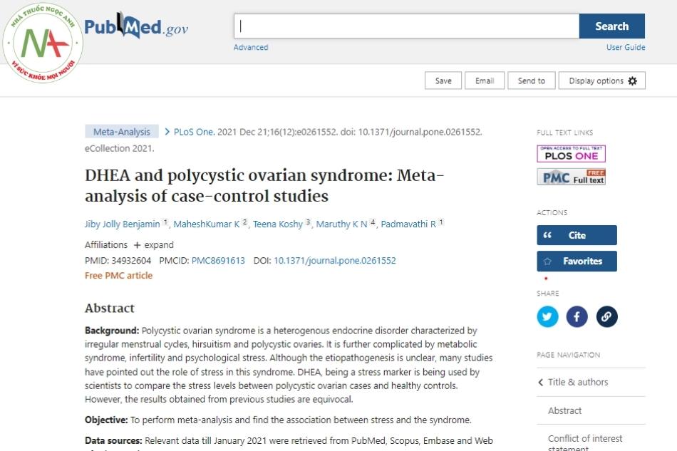 DHEA and polycystic ovarian syndrome: Meta-analysis of case-control studies
