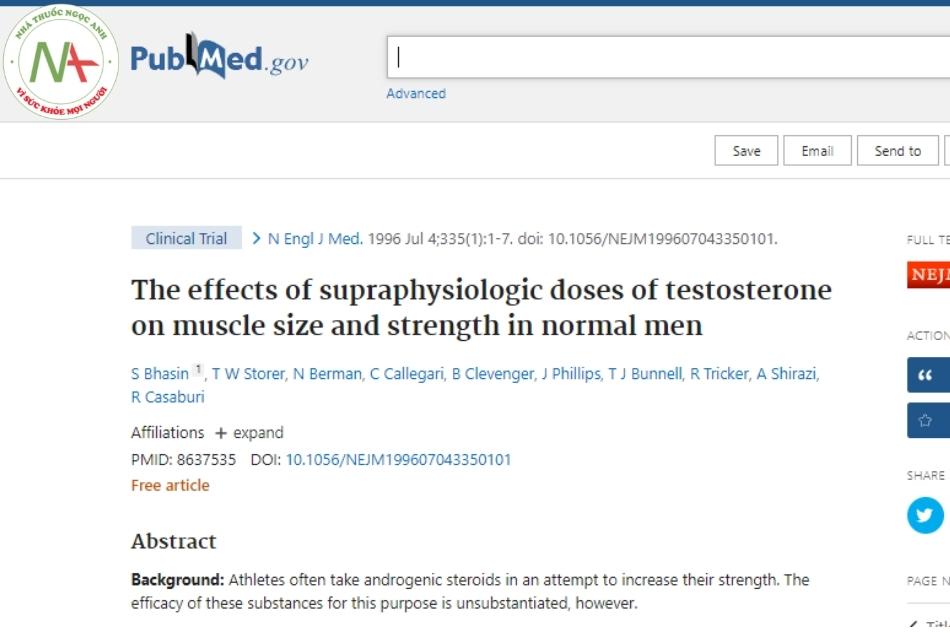 The effects of supraphysiologic doses of testosterone on muscle size and strength in normal men