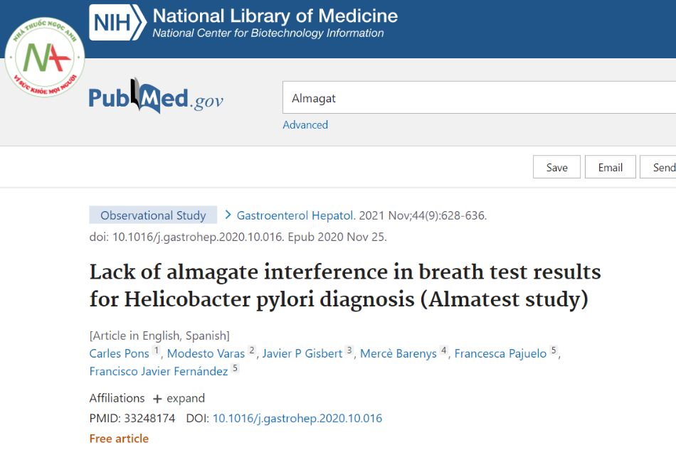 Lack of almagate interference in breath test results for Helicobacter pylori diagnosis (Almatest study)