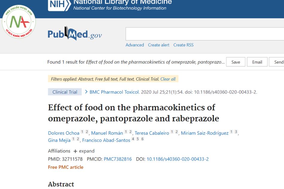 Effect of food on the pharmacokinetics of omeprazol, pantoprazol and rabeprazol