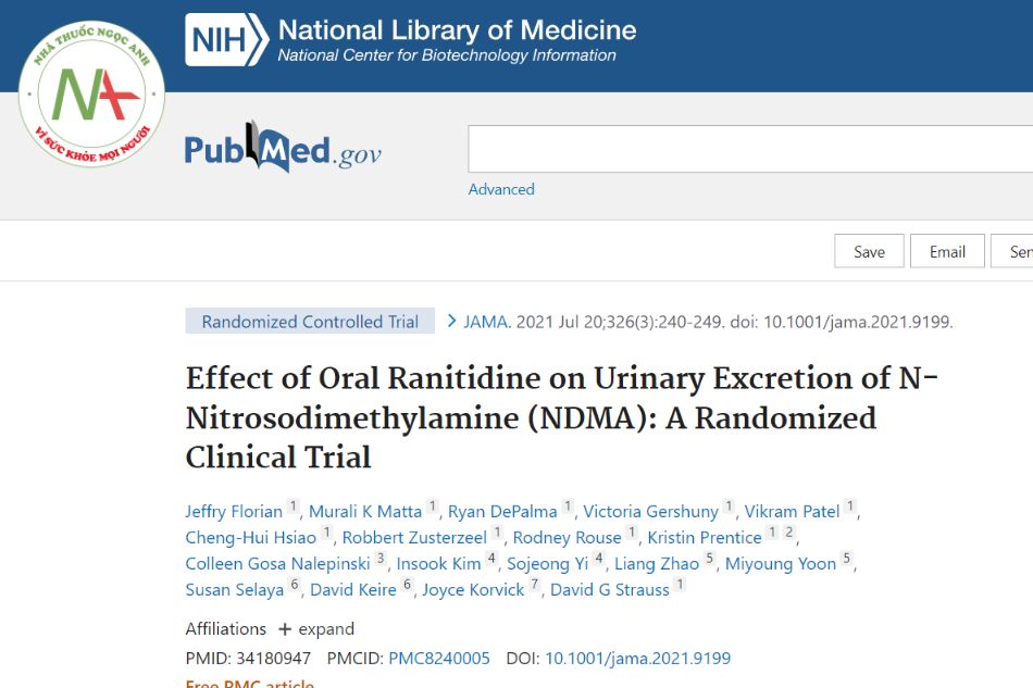 Effect of Oral Ranitidine on Urinary Excretion of N-Nitrosodimethylamine (NDMA): A Randomized Clinical Trial