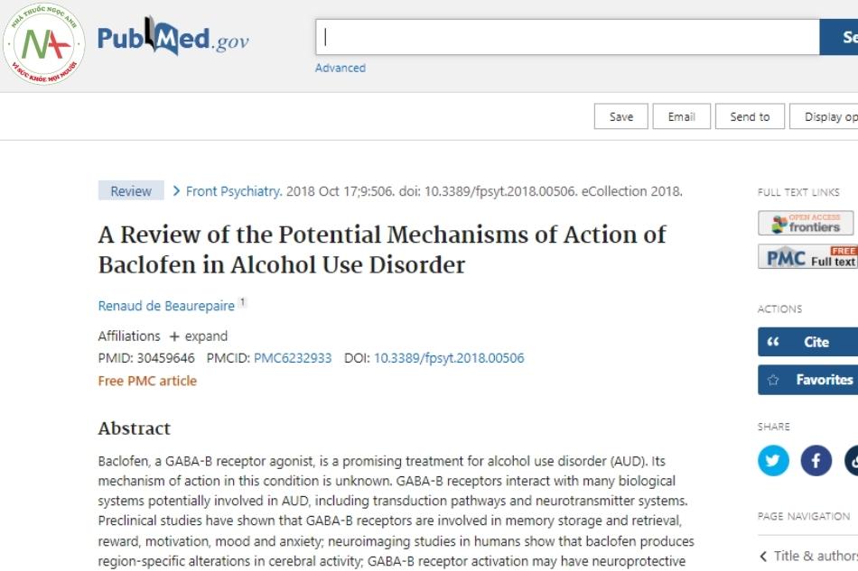 A Review of the Potential Mechanisms of Action of Baclofen in Alcohol Use Disorder