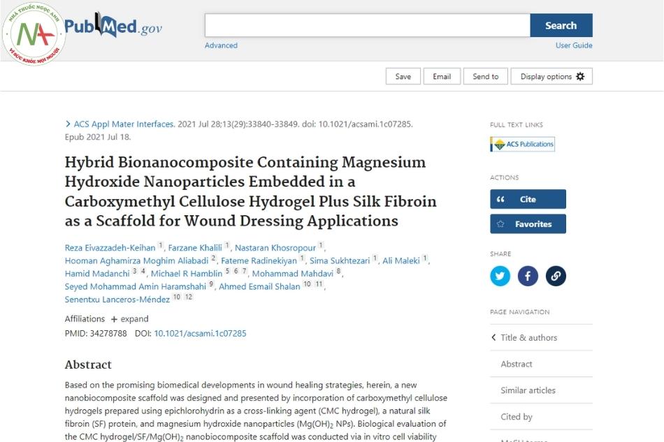 Hybrid Bionanocomposite Containing Magnesium Hydroxide Nanoparticles Embedded in a Carboxymethyl Cellulose Hydrogel Plus Silk Fibroin as a Scaffold for Wound Dressing Applications