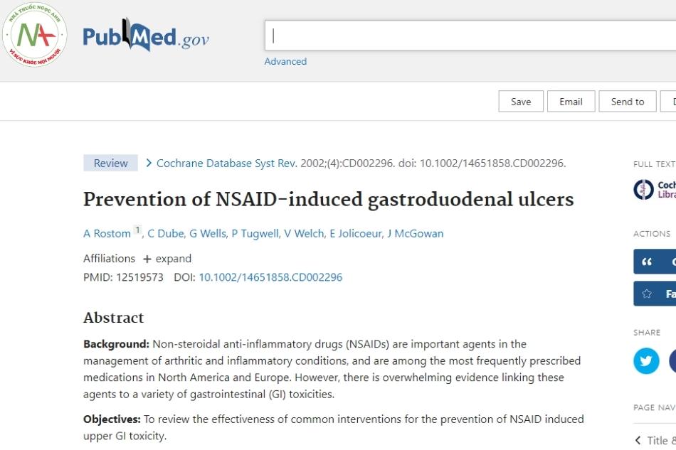 Prevention of NSAID-induced gastroduodenal ulcers. The Cochrane database of systematic reviews