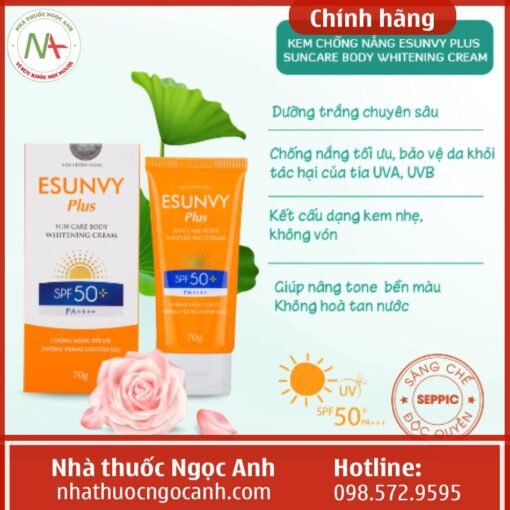 Kem chống nắng Esunvy Plus Sun Care Body Whitening Cream