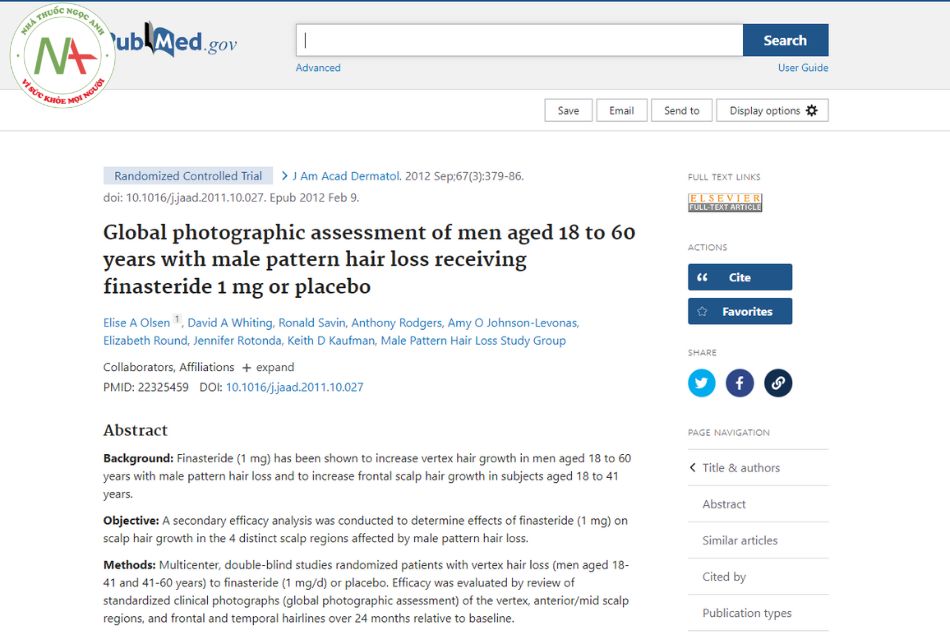 Global photographic assessment of men aged 18 to 60 years with male pattern hair loss receiving finasteride 1 mg or placebo