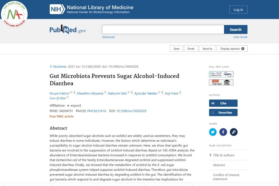 Gut Microbiota Prevents Sugar Alcohol-Induced Diarrhea