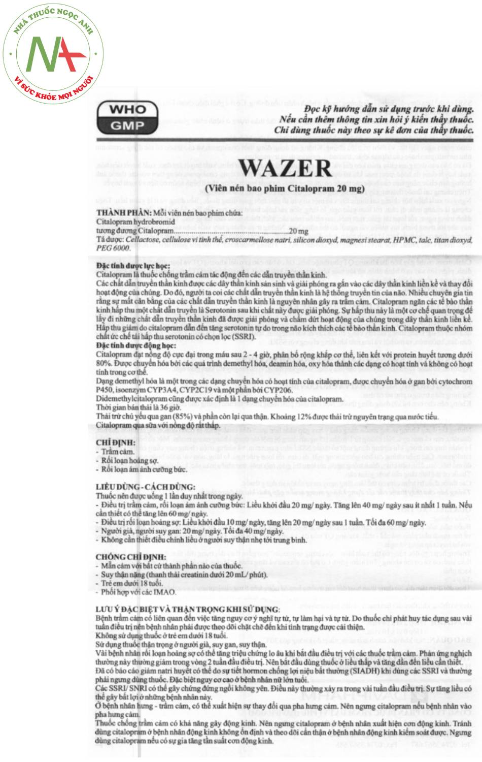 Wazer 20mg có công dụng gì?