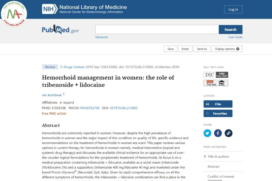 Hemorrhoid management in women: the role of tribenoside + lidocaine