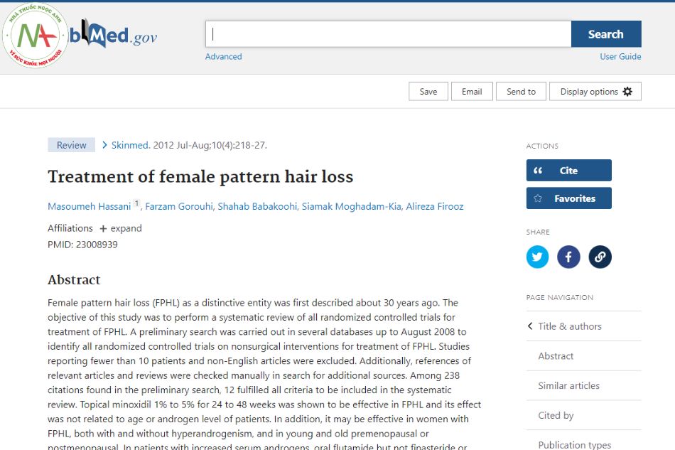 Treatment of female pattern hair loss