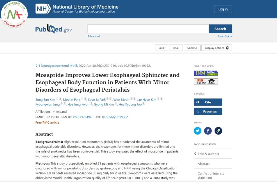Mosapride Improves Lower Esophageal Sphincter and Esophageal Body Function in Patients With Minor Disorders of Esophageal Peristalsis