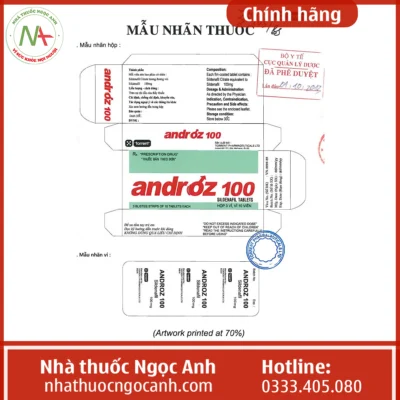Nhãn thuốc Androz-100