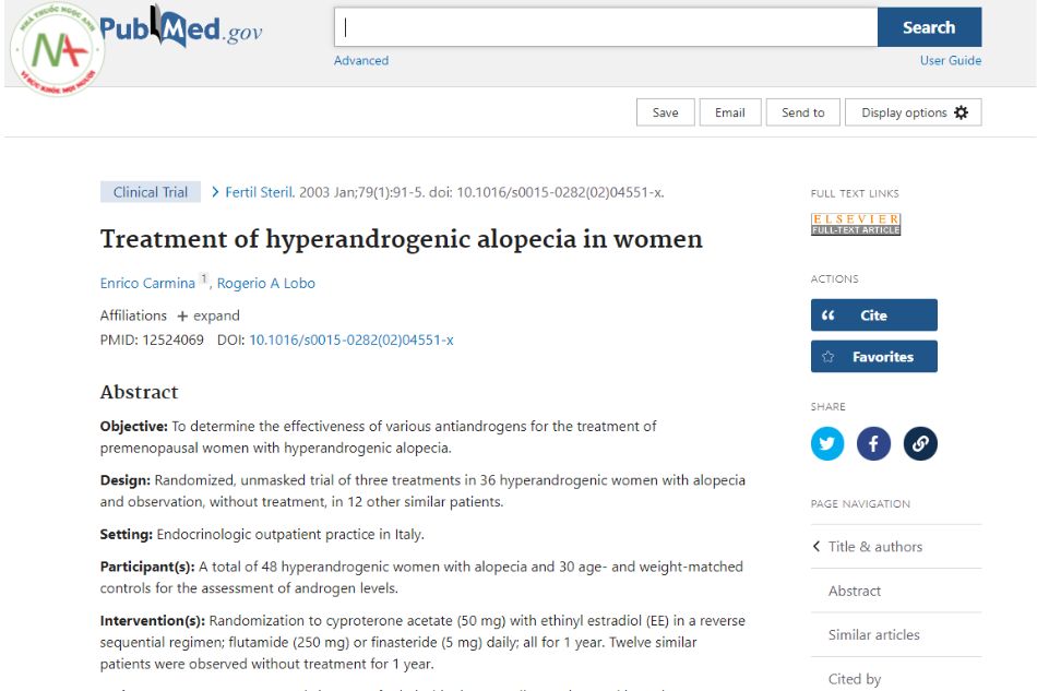 Treatment of hyperandrogenic alopecia in women
