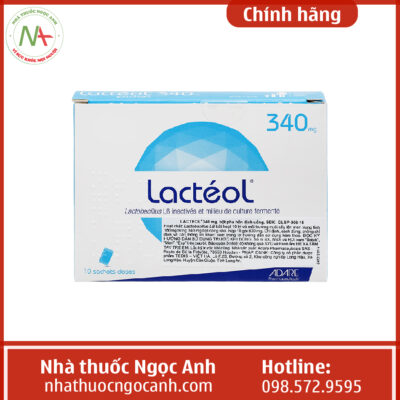 Mặt sau hộp thuốc Lactéol 340mg