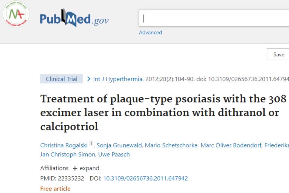 Treatment of plaque-type psoriasis with the 308 nm excimer laser in combination with dithranol or calcipotriol
