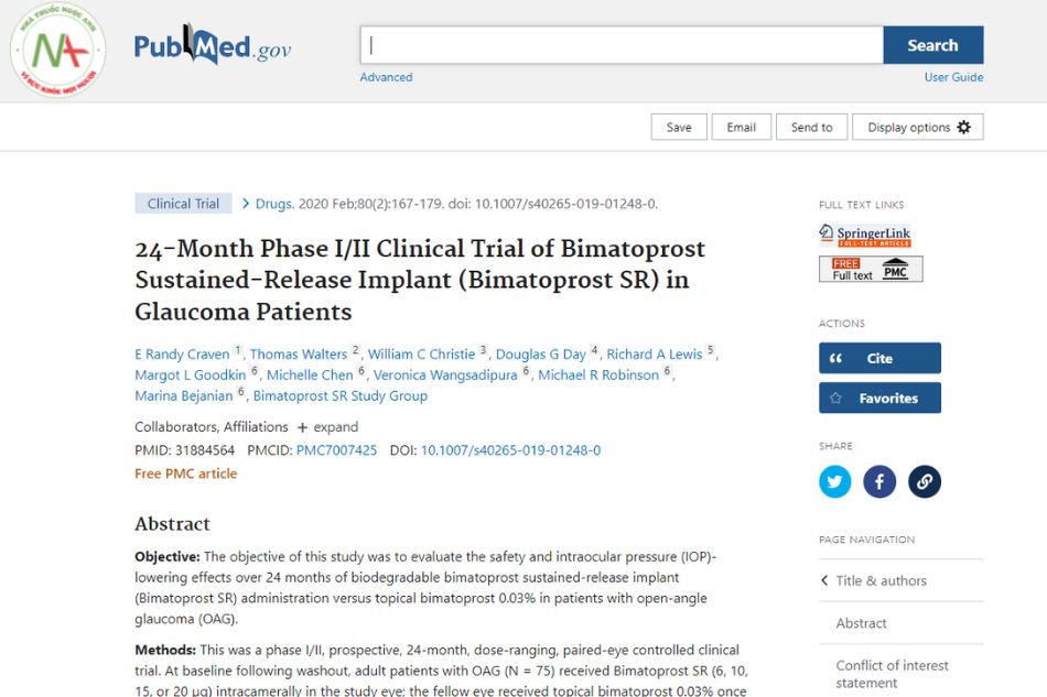 24-Month Phase I/II Clinical Trial of Bimatoprost Sustained-Release Implant (Bimatoprost SR) in Glaucoma Patients