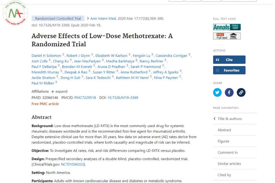 Adverse effects of low-dose methotrexate: a randomized trial