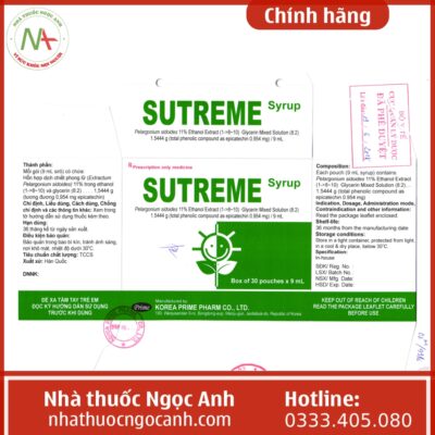 Nhãn thuốc Sutreme syrup
