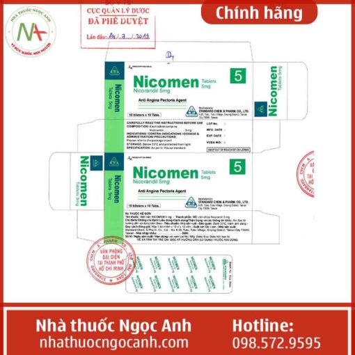 Nhãn thuốc Nicomen Tablets 5mg